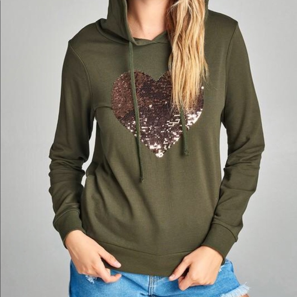 Sequin Heart Hoodie